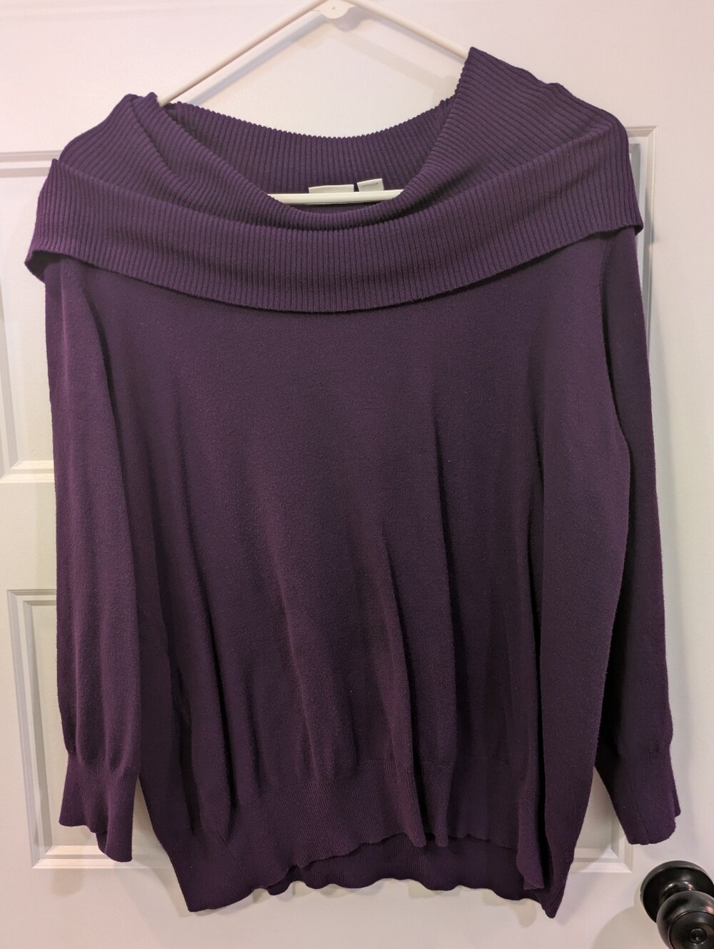 🔴 3/$15 Cato Plum Off-the-Shoulder Fold-Over Neck Sweater